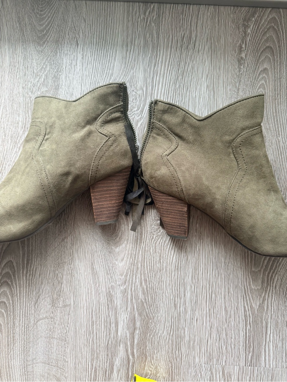 Olive Green Velvet Peep-Toe Heels – Size 8.5